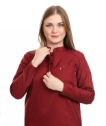 Maroon Female Half Collar Scrub (Full Sleeves)
