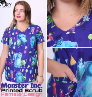 Female Monster inc. Printed Scrub