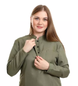 Olive Green Female Half Collar Scrub (Full Sleeves)
