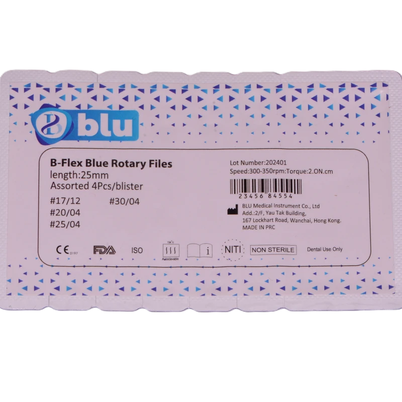 B Flex  BLUE  Blister Rotary Files (25 mm)