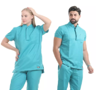 Turquoise Half Collar Scrub