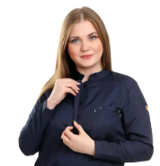 Dark Blue Female Half Collar Scrub (Full Sleeves)