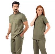 Olive Green Half Collar Scrub