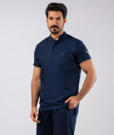 Dark Blue Half Collar Scrub